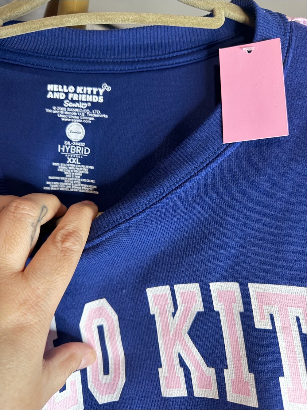 Hello Kitty Navy Sweatshirt with Pink Lettering - Picture 3 of 3